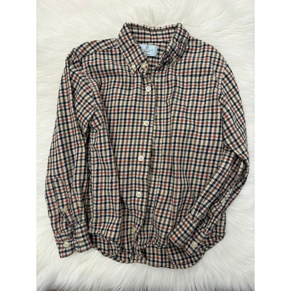 Class club boys 6/7 brown plaid button up